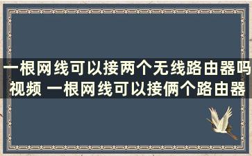 一根网线可以接两个无线路由器吗视频 一根网线可以接俩个路由器吗